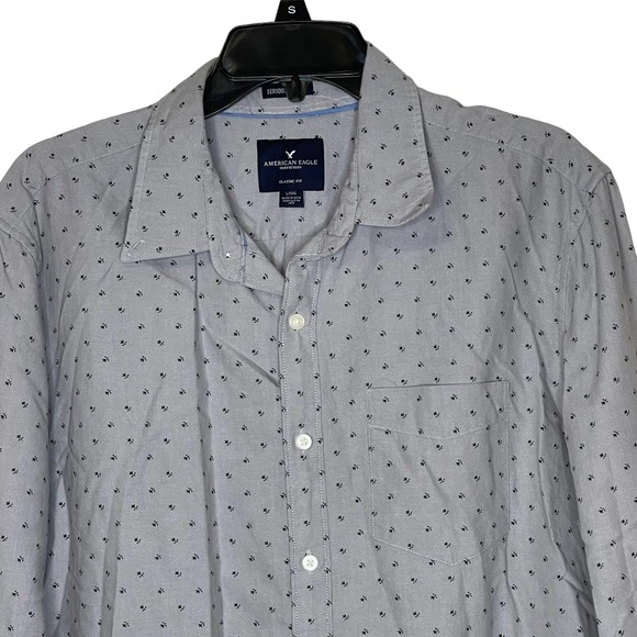 American Eagle Seriously Soft Classic Fit Floral Shirt Long‎ Sleeve Men Large - Picture 2 of 8